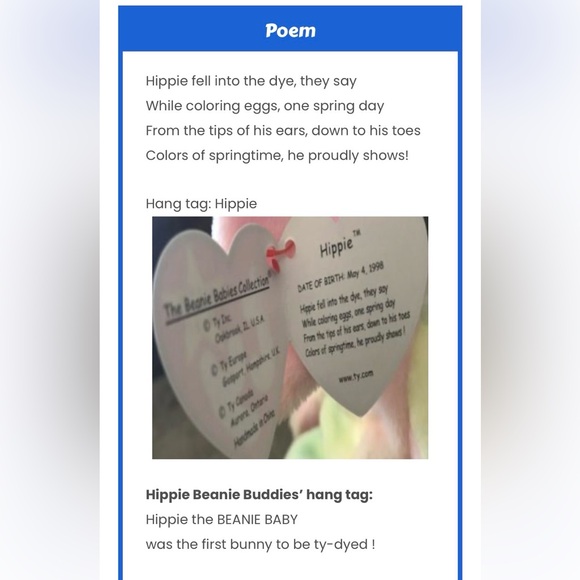 Ty “Hippie” 1998 Plush Bunny - Picture 8 of 8